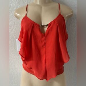 bebe Red Camisole with Gold Accent classy loose fit night out party cocktail top